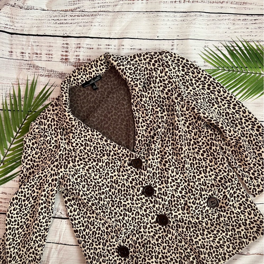 Willi Smith Brown and Cream Leopard Print Blazer